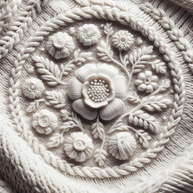 Ręcznie haftowany motyw kwiatowy